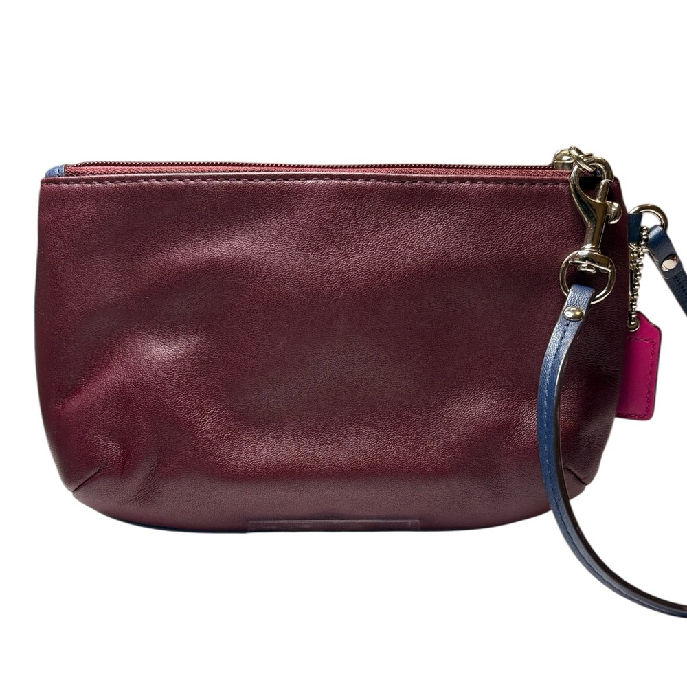 COACH Park F50097 Quilted Leather Wristlet Burgundy Pink Colorblock - Picture 3 of 10